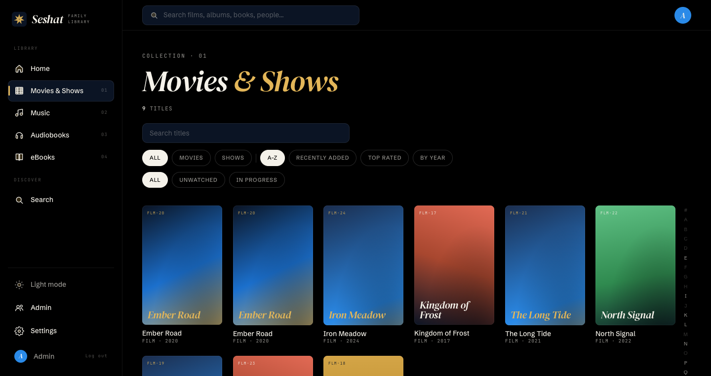 The movies collection with filter chips and generated jackets