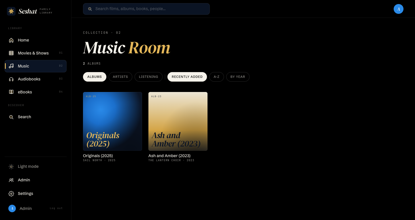 The music room with album jackets
